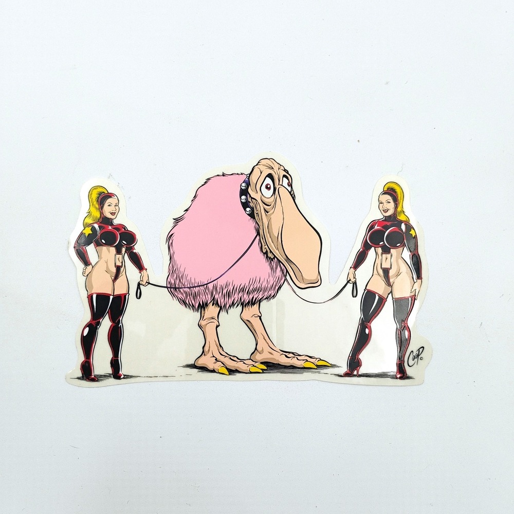 COOP Art Sticker Lowbrow Art Pinup Girls Pink Monster Decal Vintage 00's Y2K NOS